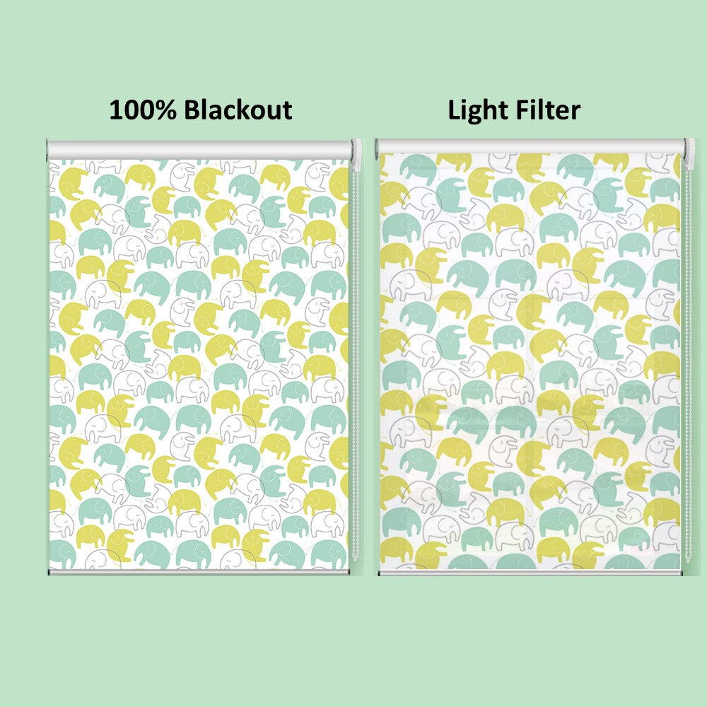 Nursery Kid Baby Room Elephants Window Roller Shade