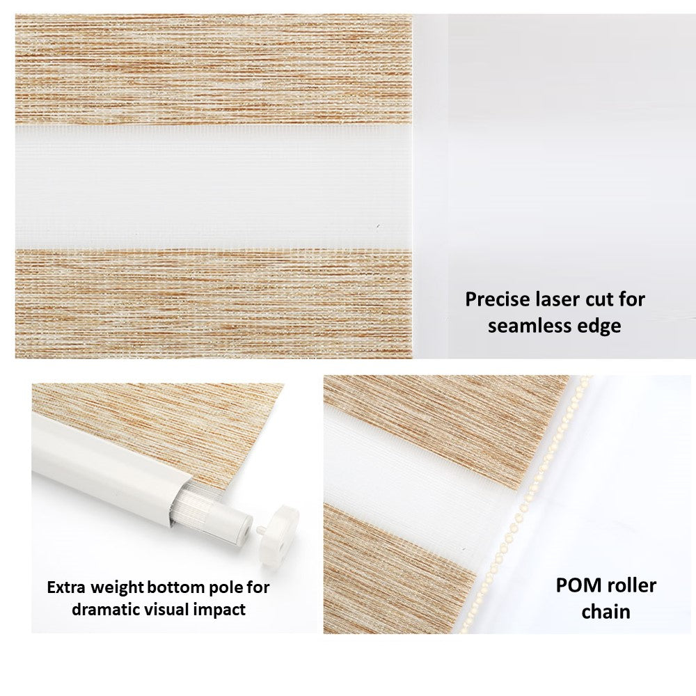 Blackout and Sheer Window Blinds Zebra Roller Shade with Valance