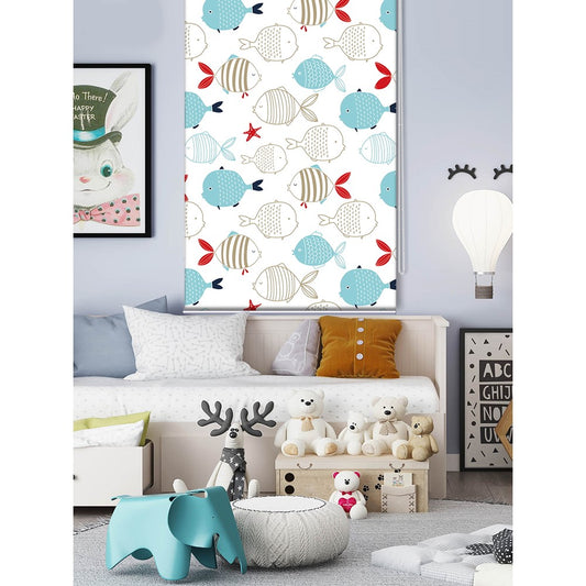 Nursery Room Fishes Ocean Window Roller Shade