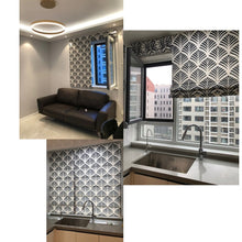 Load image into Gallery viewer, Black and White Clam Shell Scandinavian Window Roman Shade
