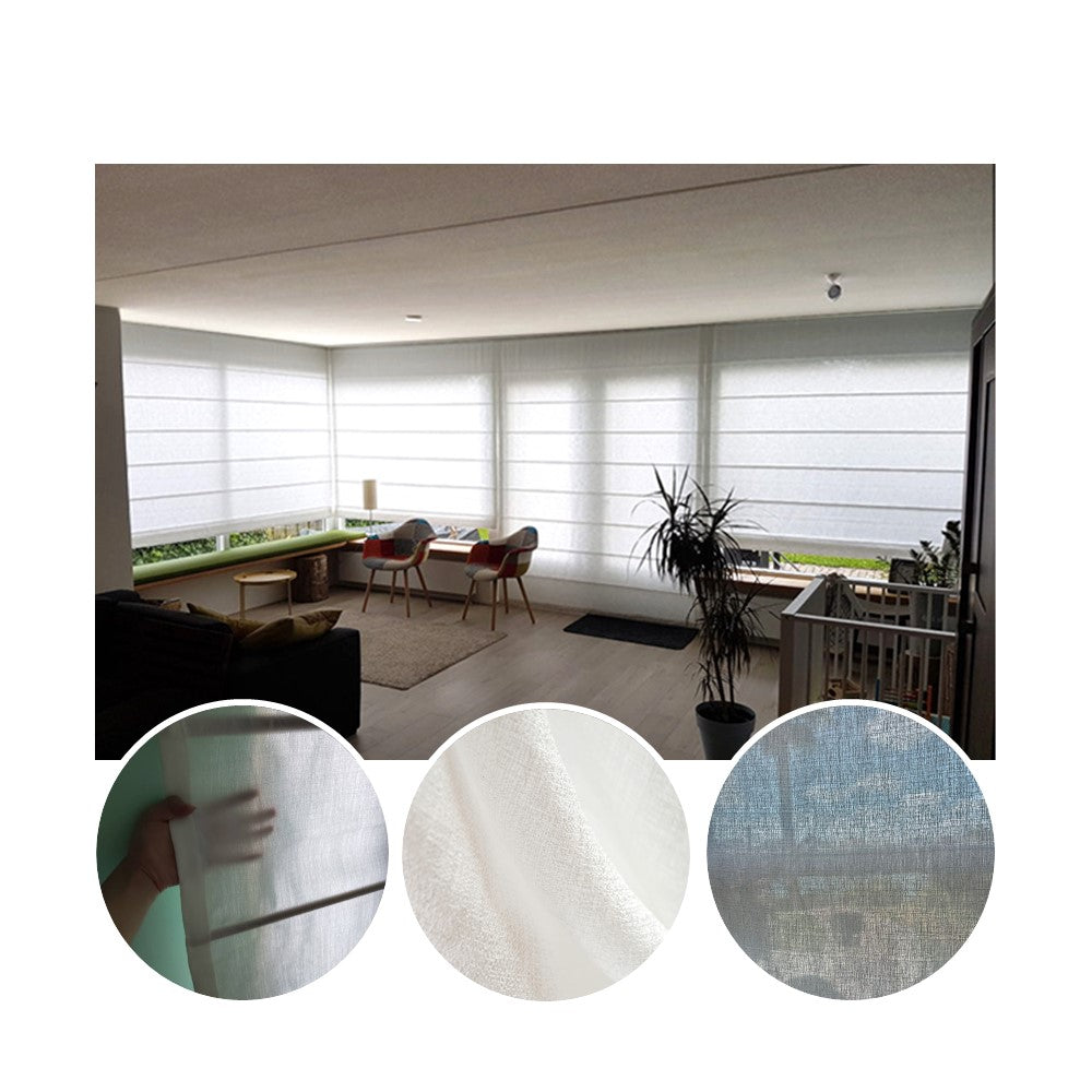 White Semi See Through Light Filtering Window Roman Shade