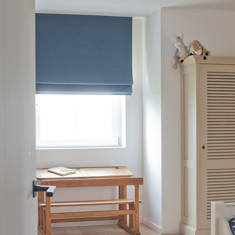 Blue Shades Hue Linen Window Window Roman Shade