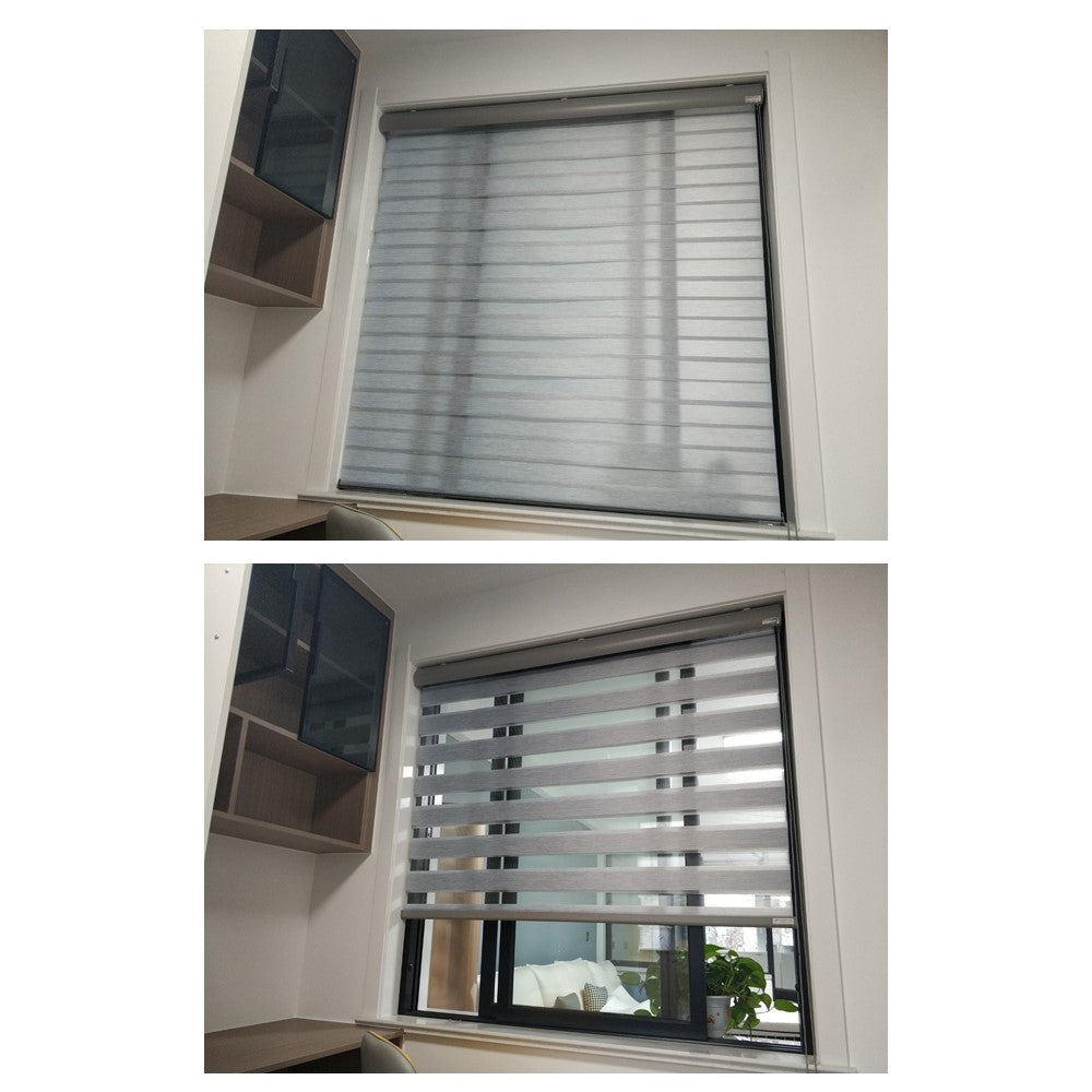 Blackout and Sheer Window Blinds Zebra Roller Shade with Valance