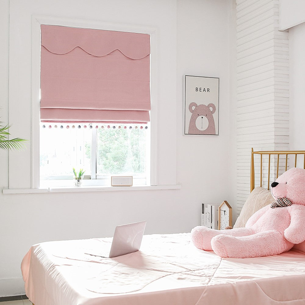 Pink Theme Nursery Princess Boho Theme Linen Window Roman Shade