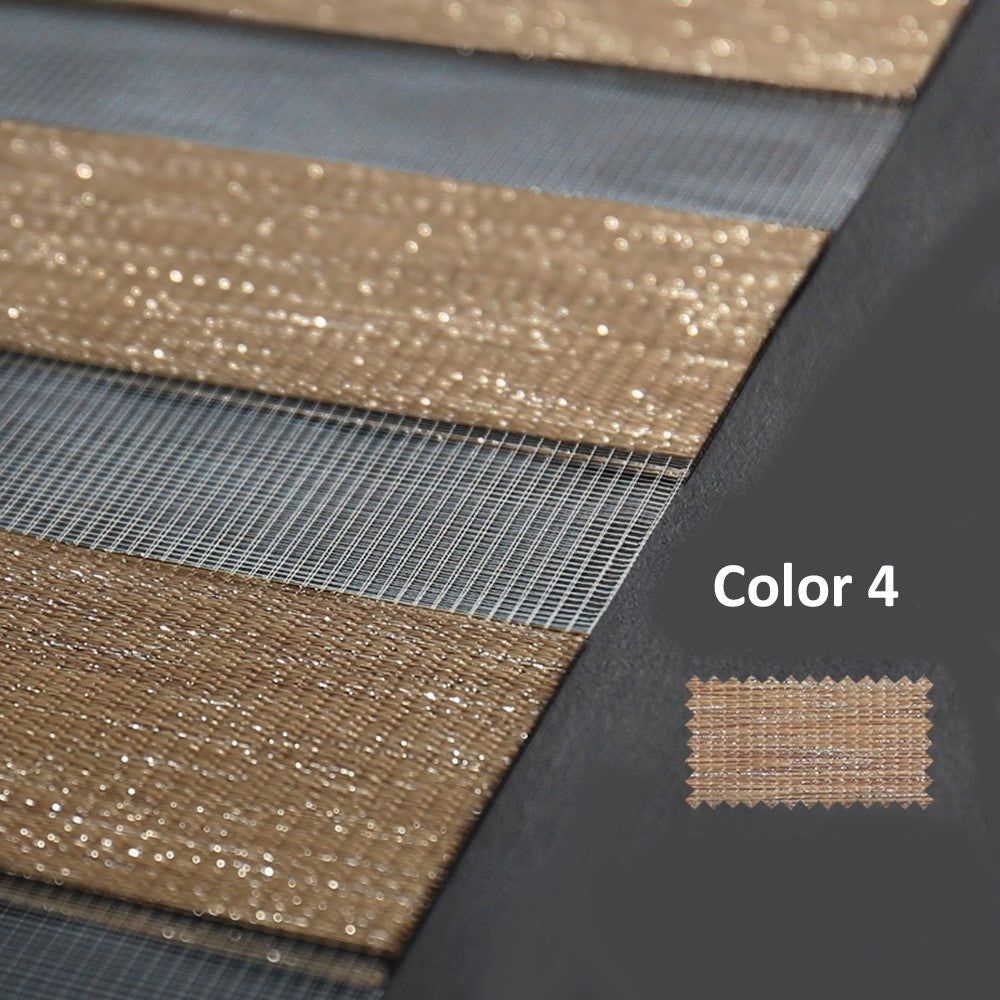 Glitter Neutral Window Blinds Zebra Roller Shade with Valance
