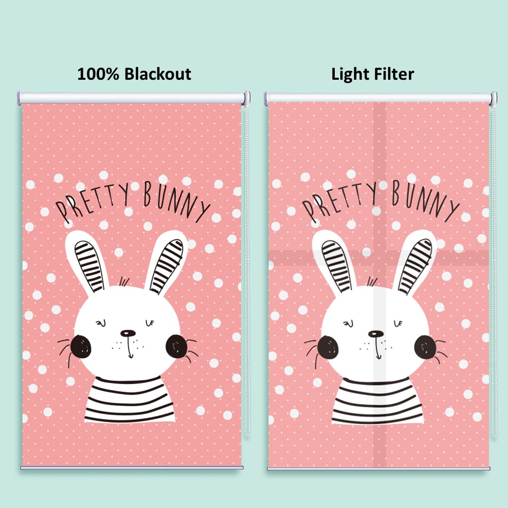 Pretty Bunny Pink Girl Room Window Roller Shade