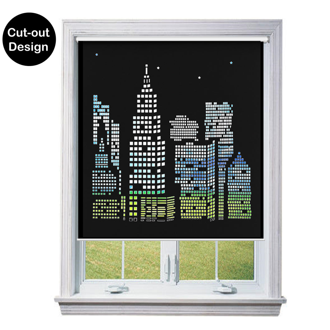 NYC Blackout Die Cut Cutout Sparkle Window Roller Blinds Shades Curtains