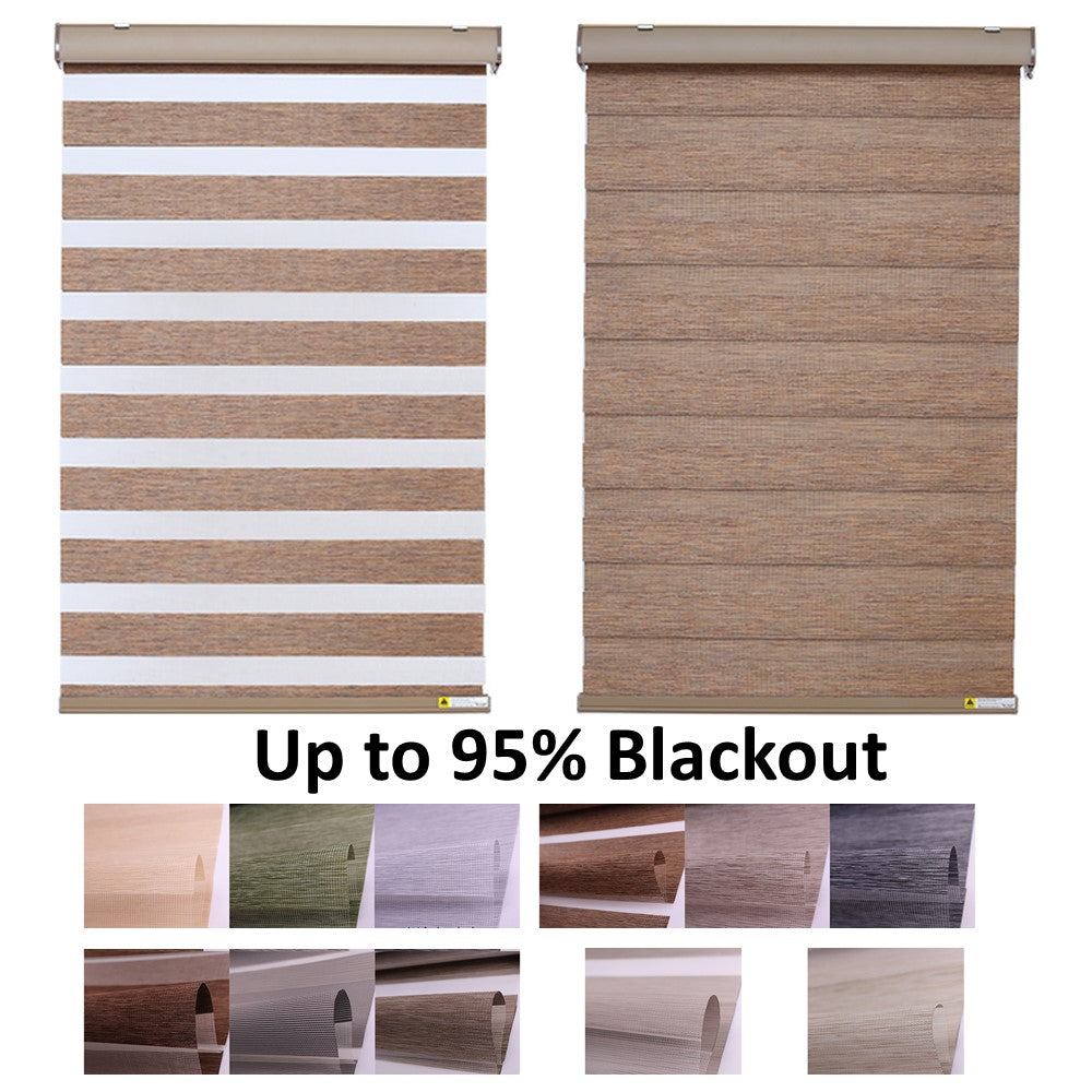 Blackout and Sheer Window Blinds Zebra Roller Shade with Valance