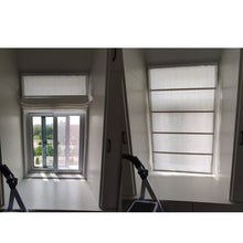 Load image into Gallery viewer, See Through Textured White Beige Linen Window Roman Shade
