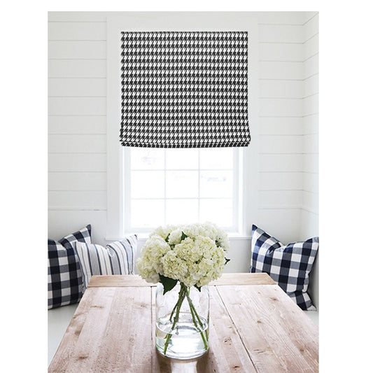 Black and White Houndstooth Nailshead Pattern Window Roman Shade