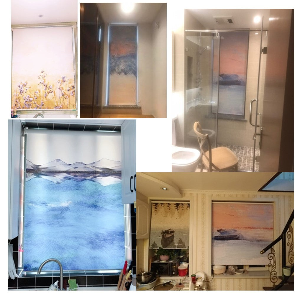 Abstract Golden Farm Print Window Roller Shade