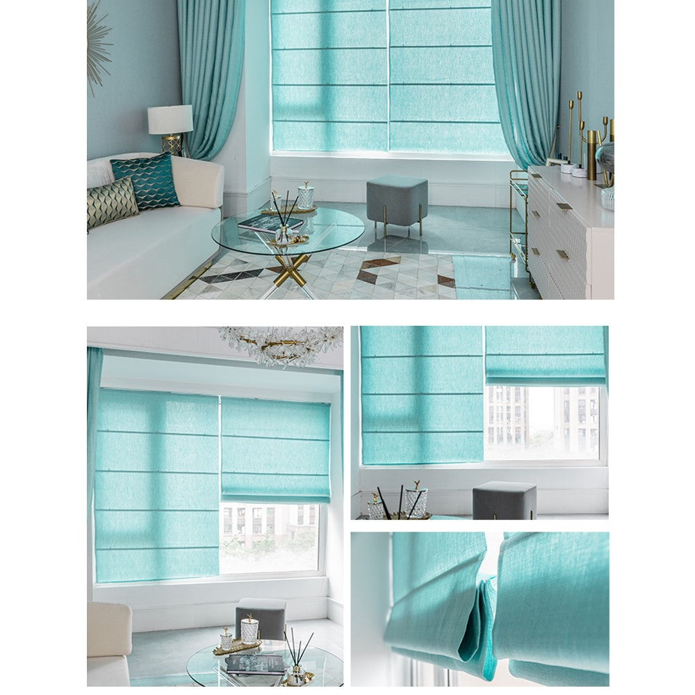 Green Teal Turquoise Blue Hue Palette Linen Window Roman Shade