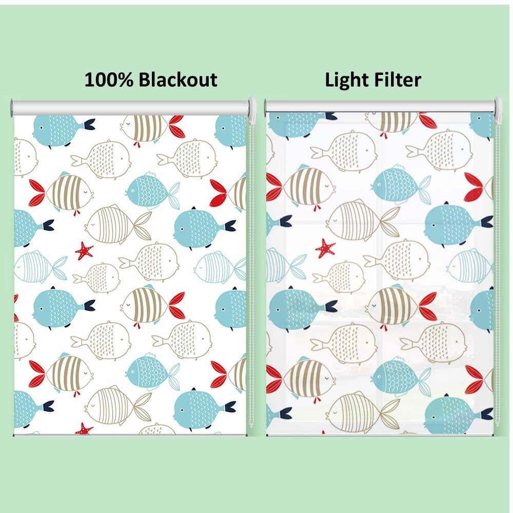 Nursery Room Fishes Ocean Window Roller Shade