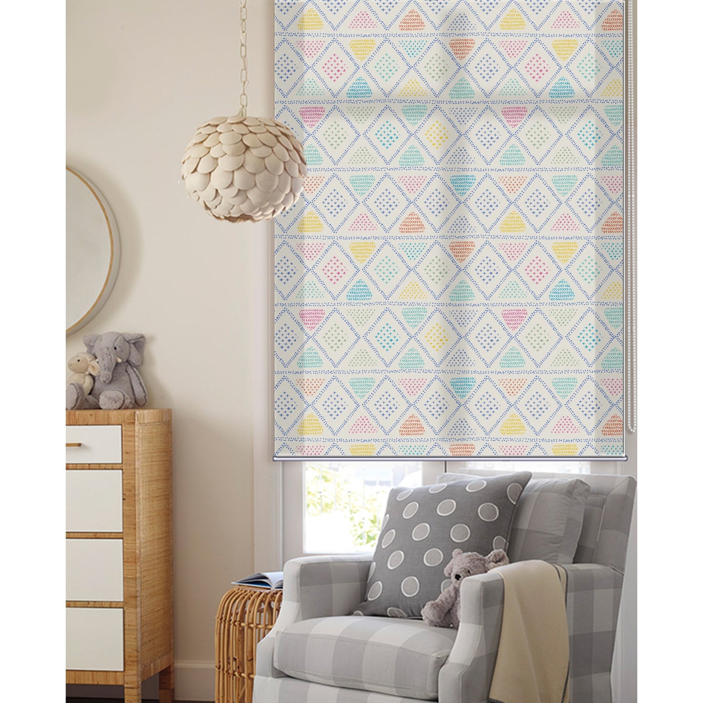Colorful Triangular Geometries Window Roller Shade
