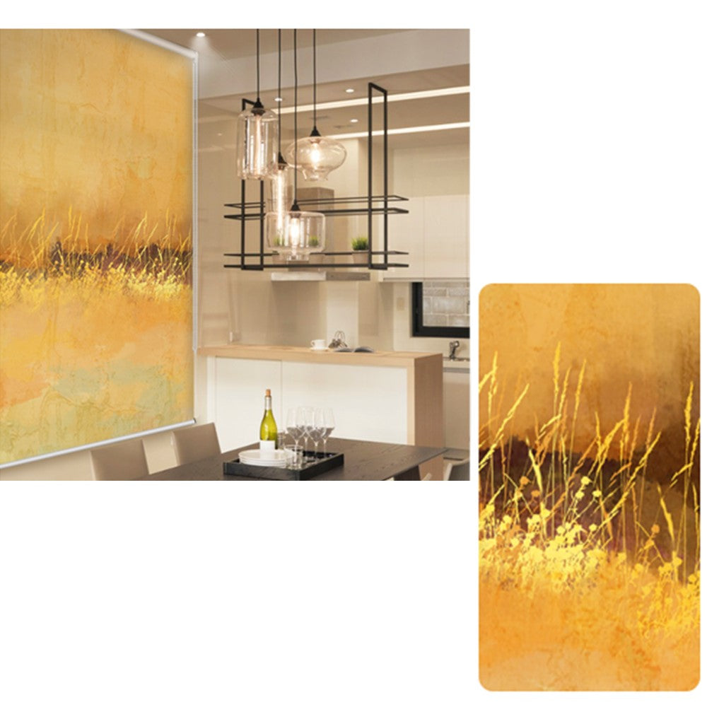 Abstract Golden Farm Print Window Roller Shade