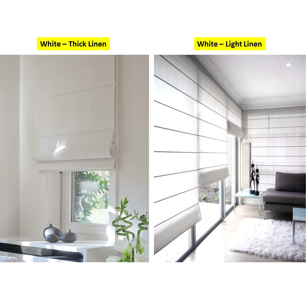 Pure White Linen Window Roman Shade