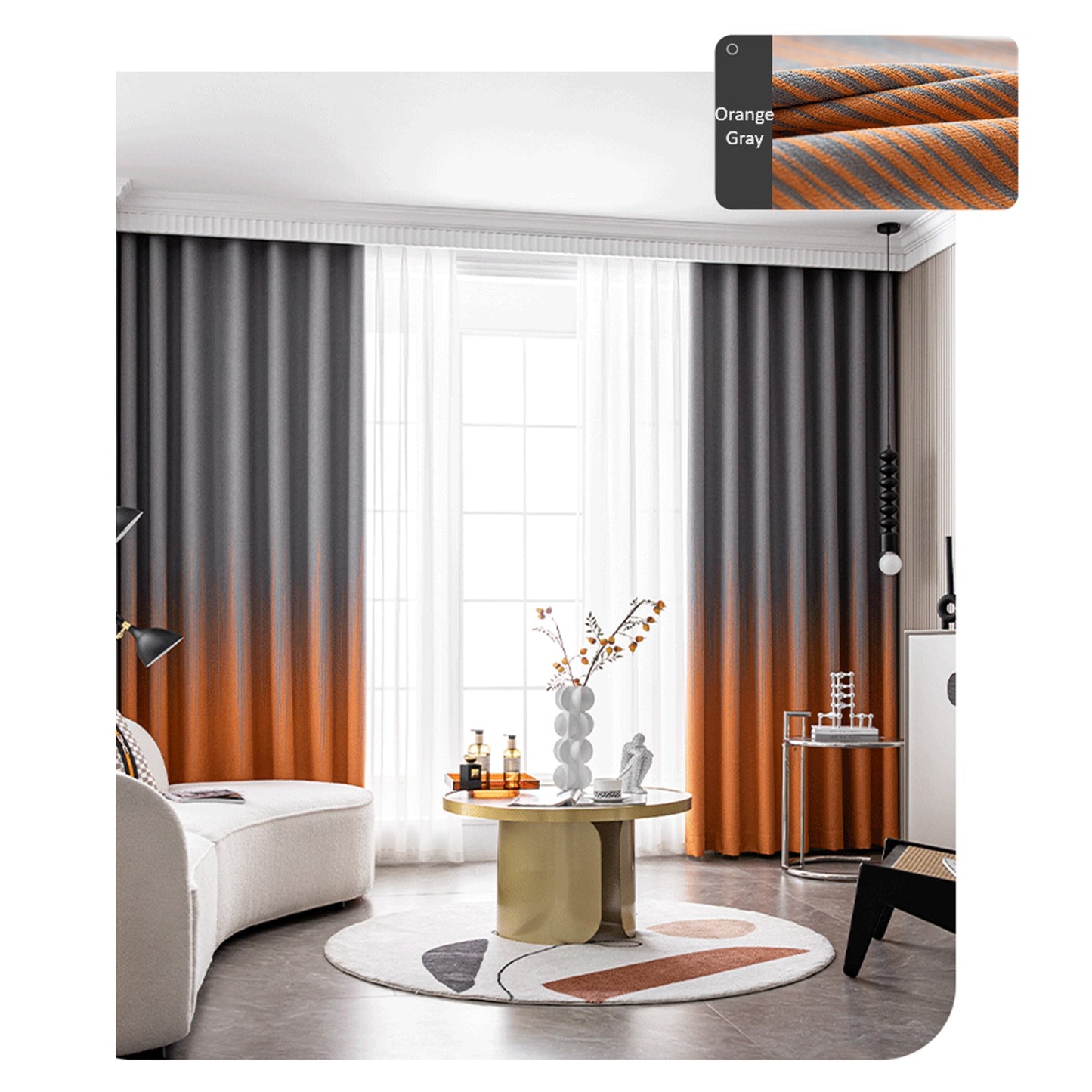 Ombre Wave Premium Linen Window Curtains Drapery