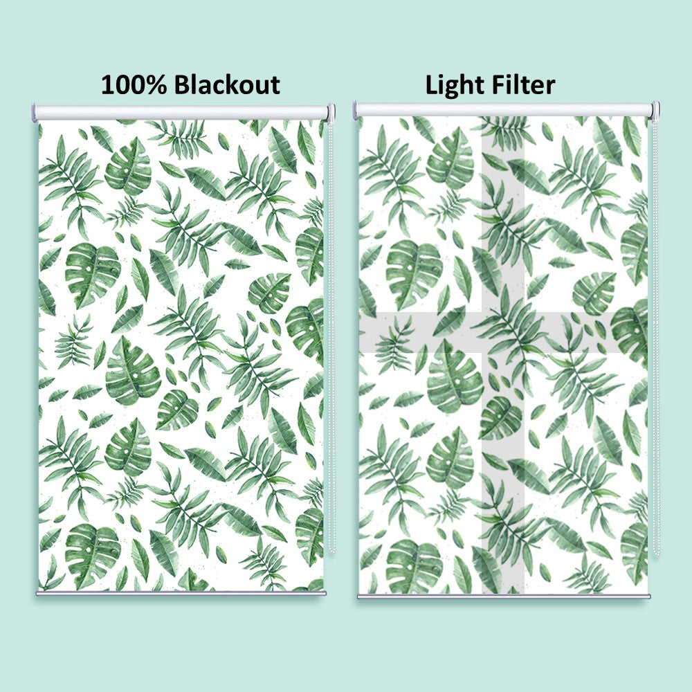 Botanical Green Room Lucky Leaf Flora Print Window Roller Shade