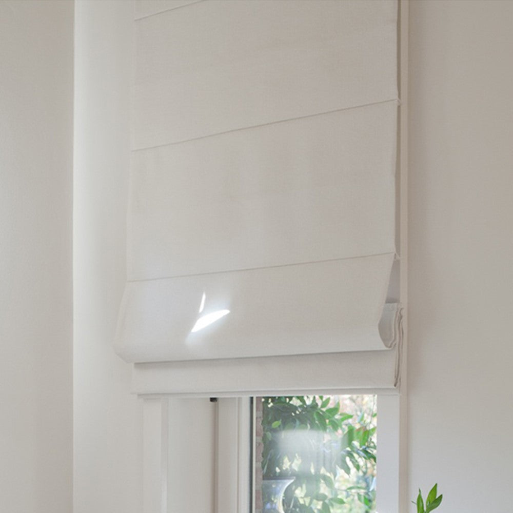 Pure White Linen Window Roman Shade