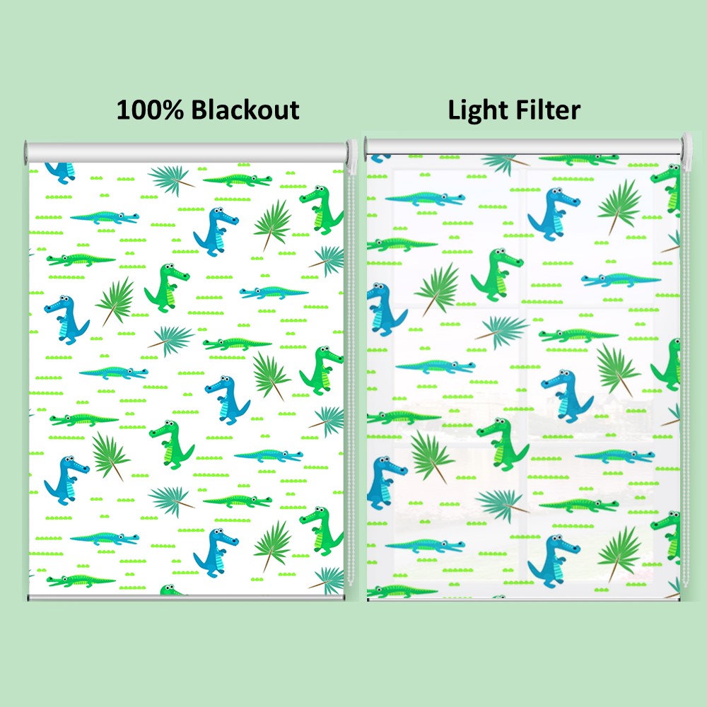 Dino Dinosaurs Lime Green Window Roller Shade