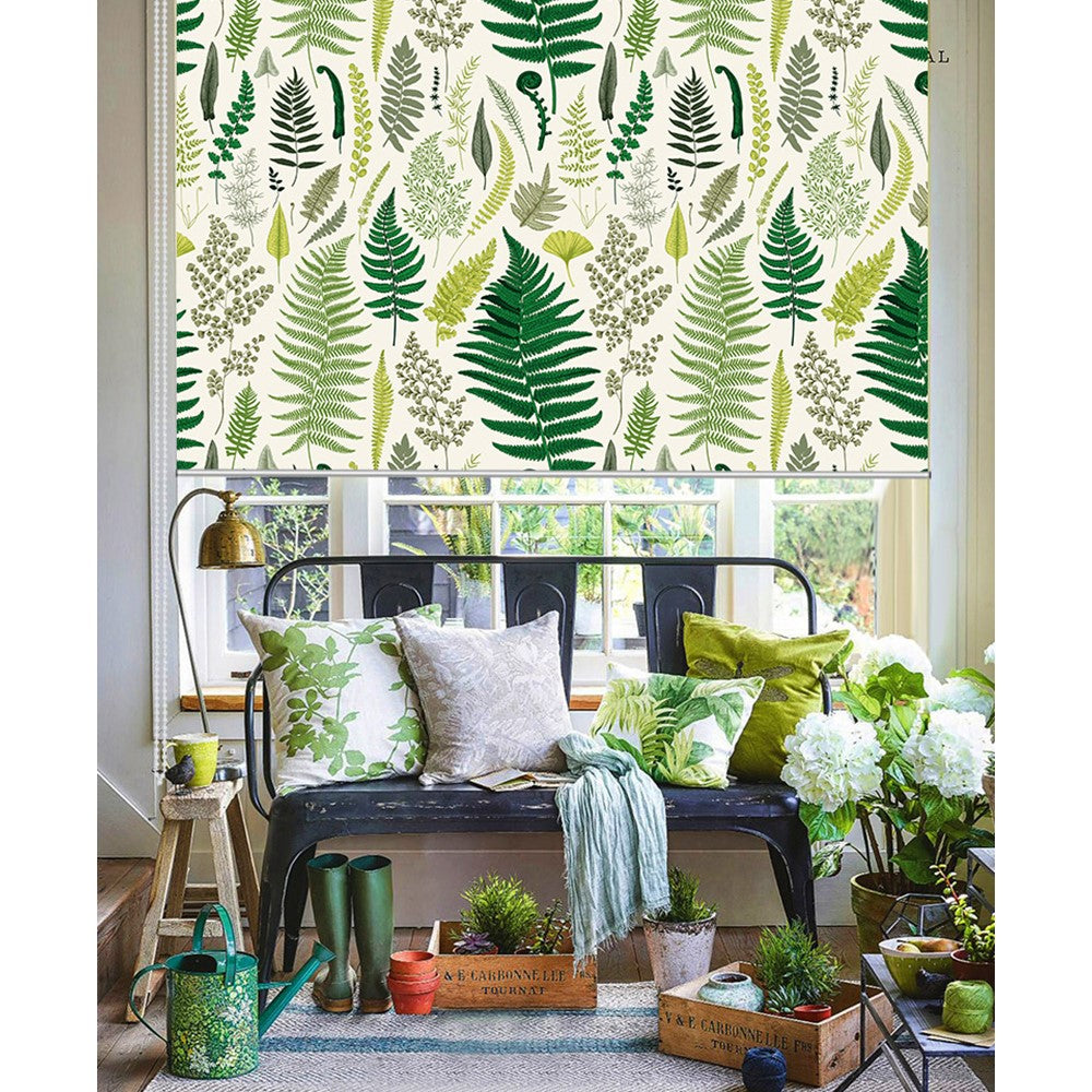 Botanical Green Leaf Garden Print Window Roller Shade