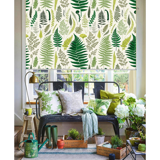 Botanical Green Leaf Garden Print Window Roller Shade