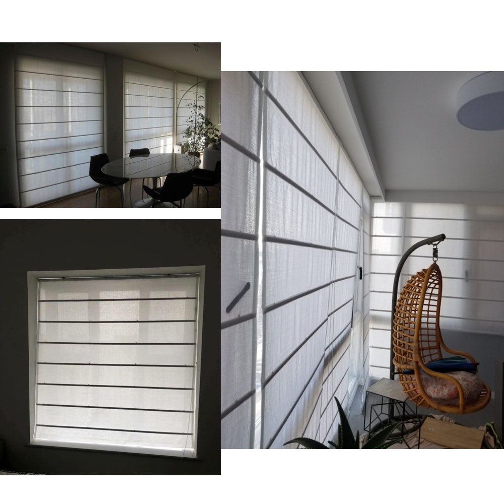 White Semi See Through Light Filtering Window Roman Shade
