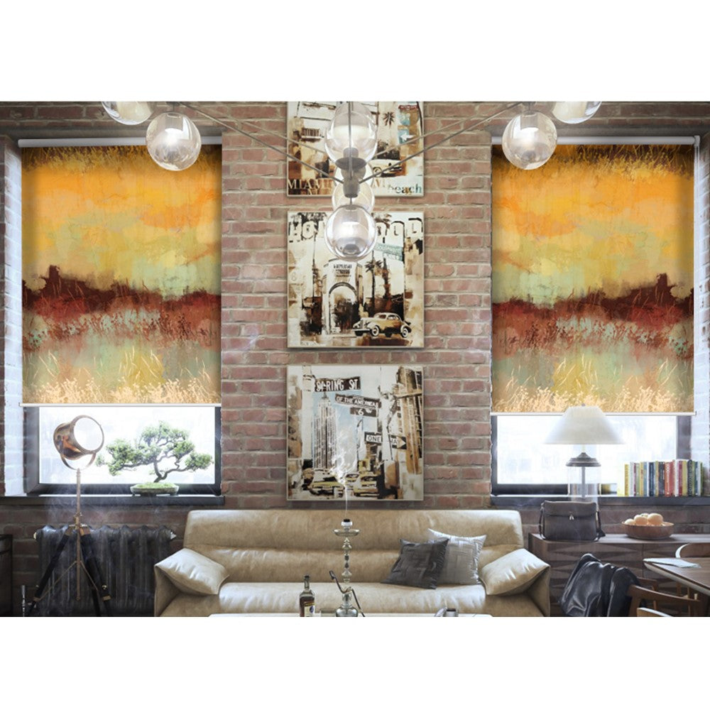 Abstract Art Yellow Copper Painting Window Roller Shade
