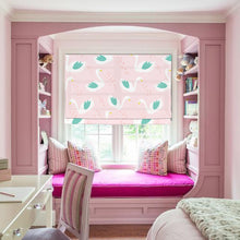 Load image into Gallery viewer, Pink Swam Nusery Window Roman Shade
