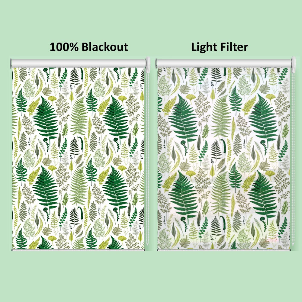 Botanical Green Leaf Garden Print Window Roller Shade