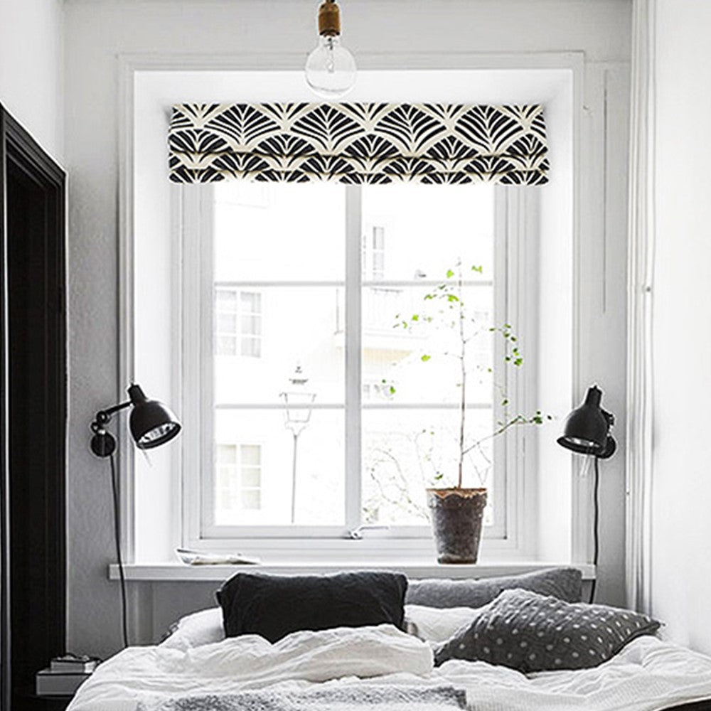Black and White Clam Shell Scandinavian Window Roman Shade