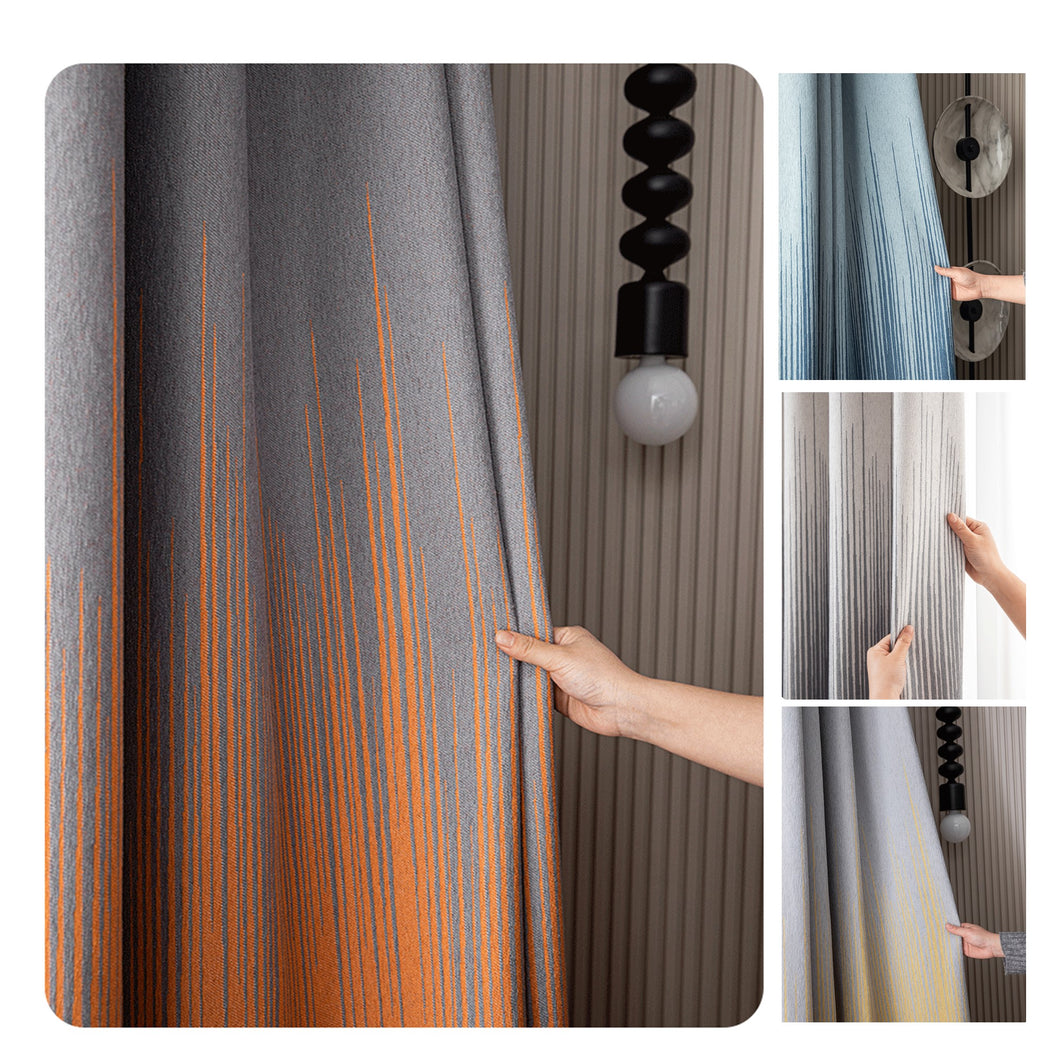 Ombre Wave Premium Linen Window Curtains Drapery
