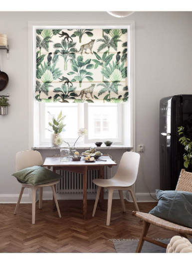 Jungle Forest Leopard Theme Window Roman Shade