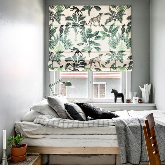 Jungle Forest Leopard Theme Window Roman Shade