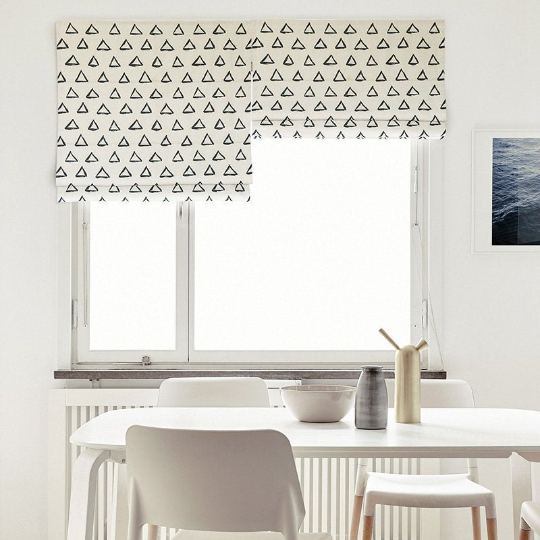 Black and White Triangular Pyramid Scandinavian Window Roman Shade