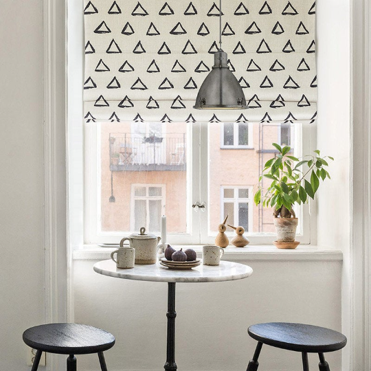 Black and White Triangular Pyramid Scandinavian Window Roman Shade