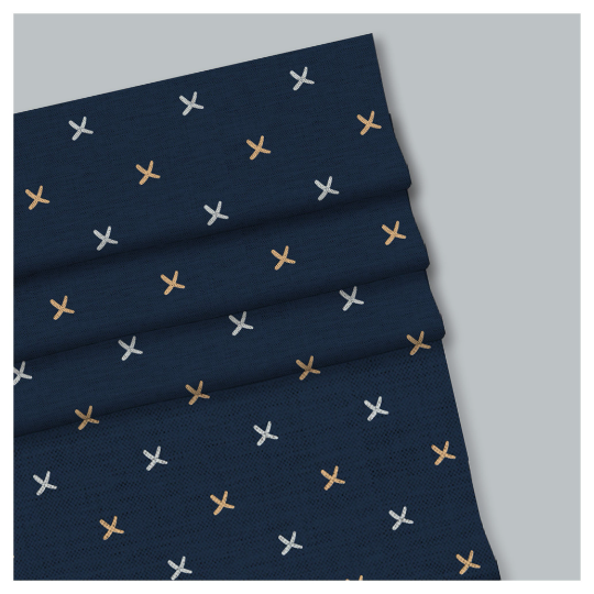 Nordic Cross in Navy Print Roman Shade