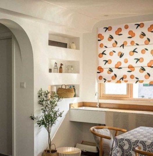 Orange Tangerine Citrus Clementine Spring Theme Window Roman Shade