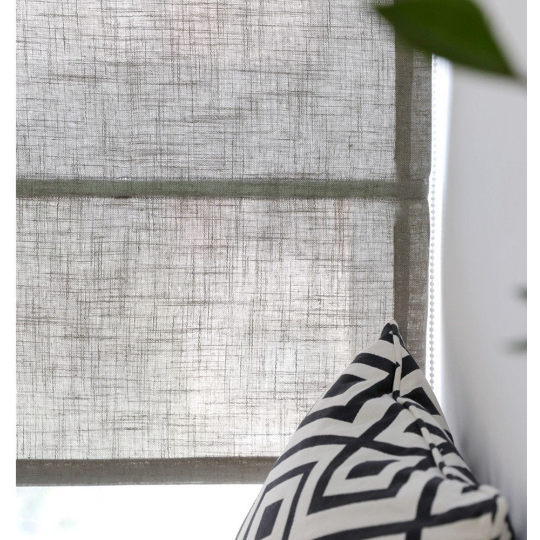 Semi See Through Fabric Jute Gray Linen Zen Window Roman Shade