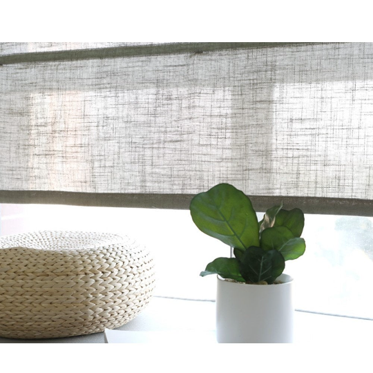 Semi See Through Fabric Jute Gray Linen Zen Window Roman Shade