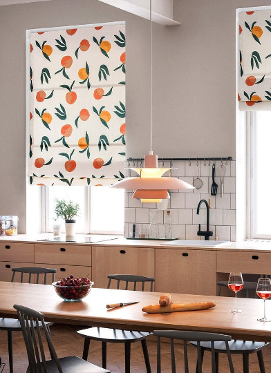 Sweet Peaches Print Spring Theme Window Roman Shade