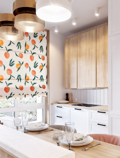 Sweet Peaches Print Spring Theme Window Roman Shade