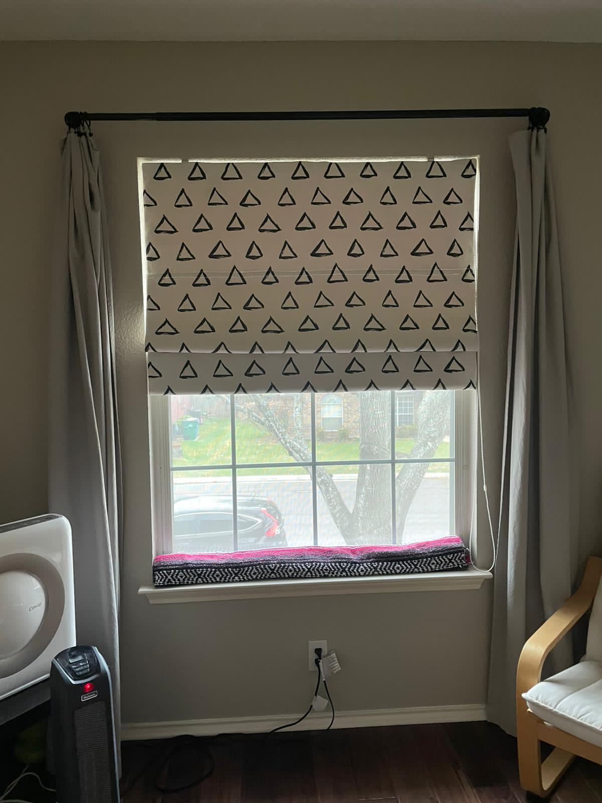 Black and White Triangular Pyramid Scandinavian Window Roman Shade