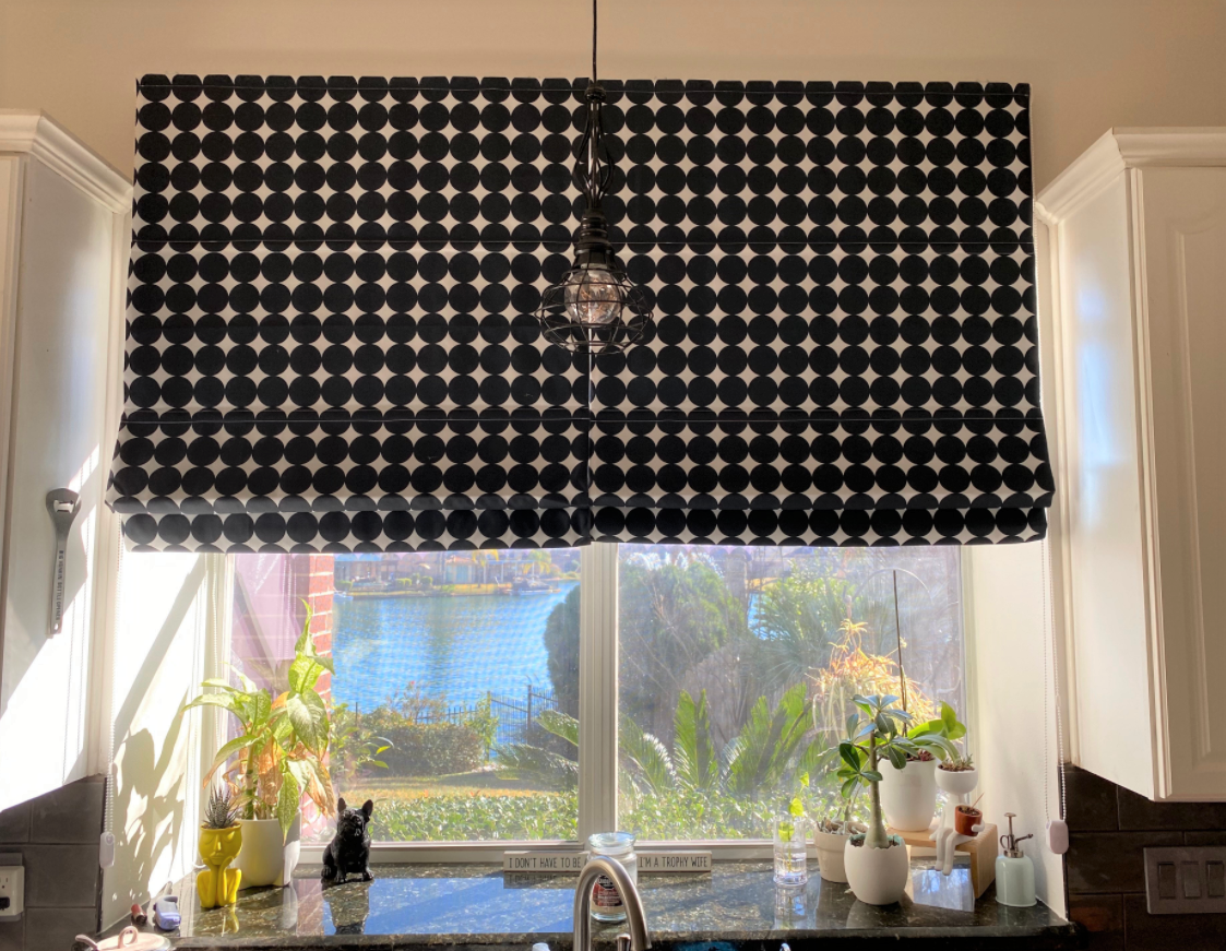 Black and White Contemporary Polka Dot  Window Roman Shade