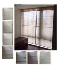 Load image into Gallery viewer, Custom Made Window Roman Shade Neutral Gray Beige White Jute Zen Fabrics
