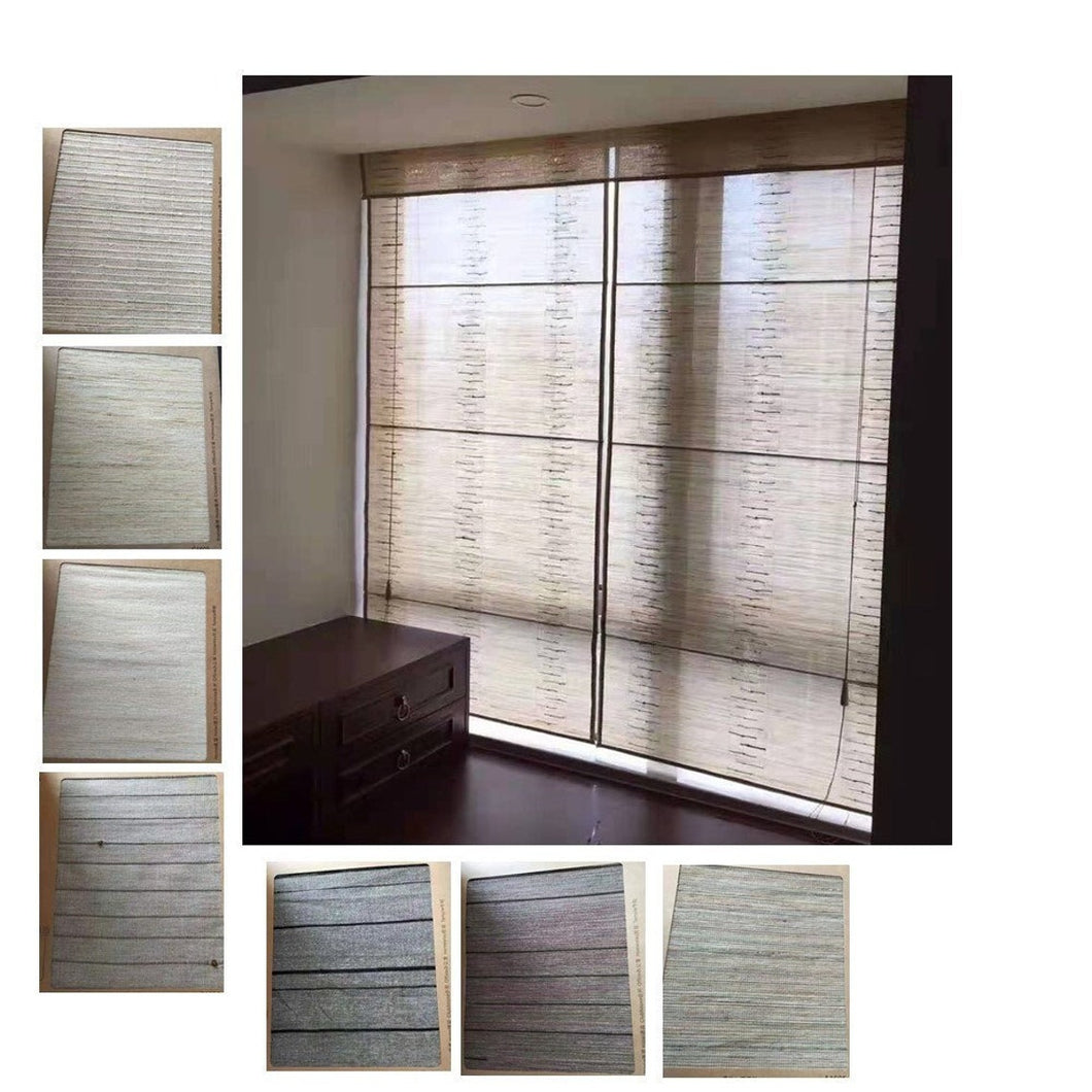 Custom Made Window Roman Shade Neutral Gray Beige White Jute Zen Fabrics