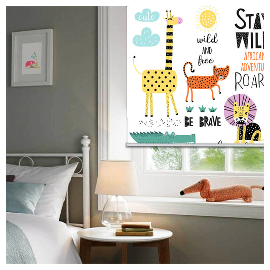 Stay Wild Animals Print Nursery Window Roller Shade