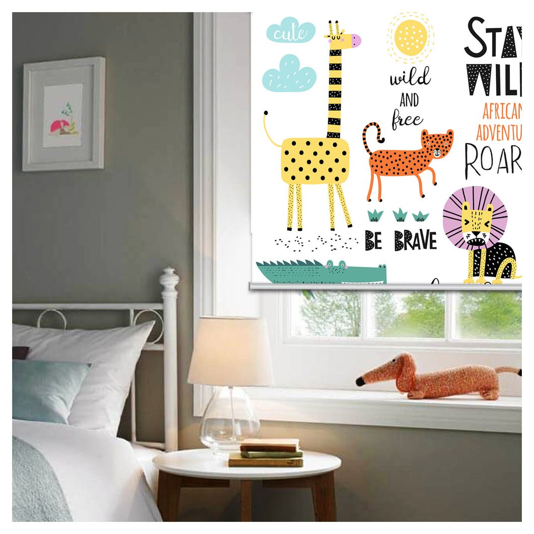 Stay Wild Animals Print Nursery Window Roller Shade