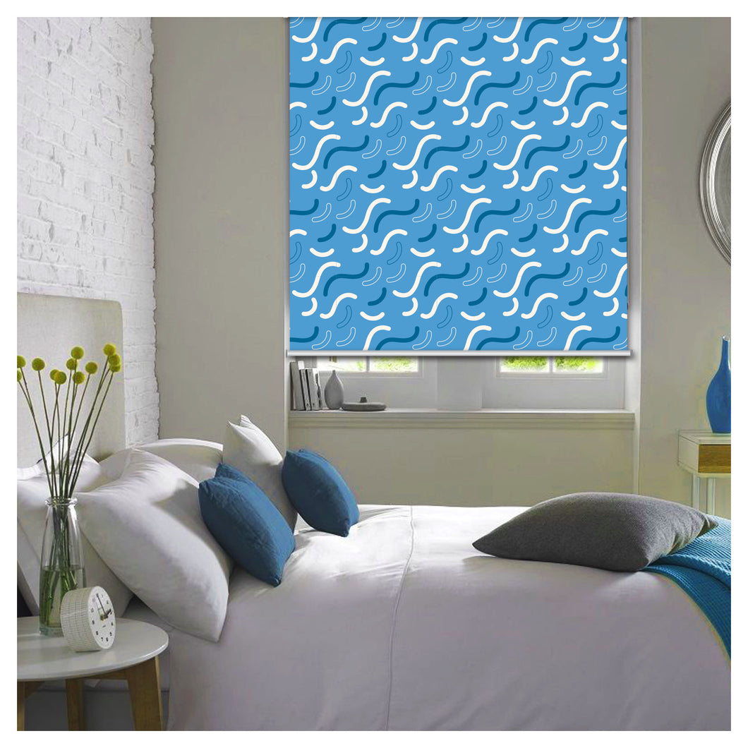 Ocean Blue Organic Shapes Window Roller Shade