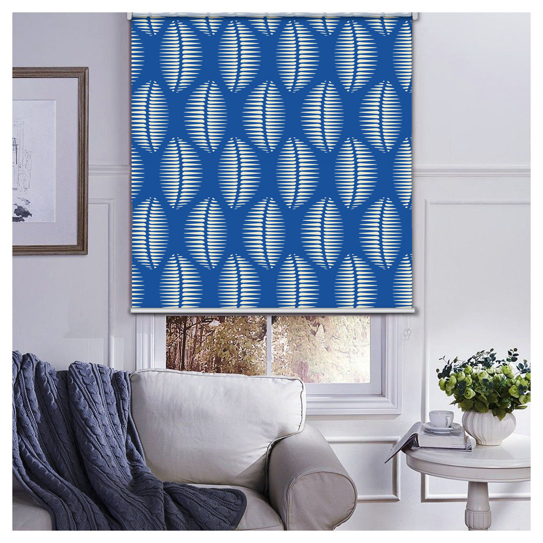 Mid Century Geometric Illusion Blue Window Roller Shade